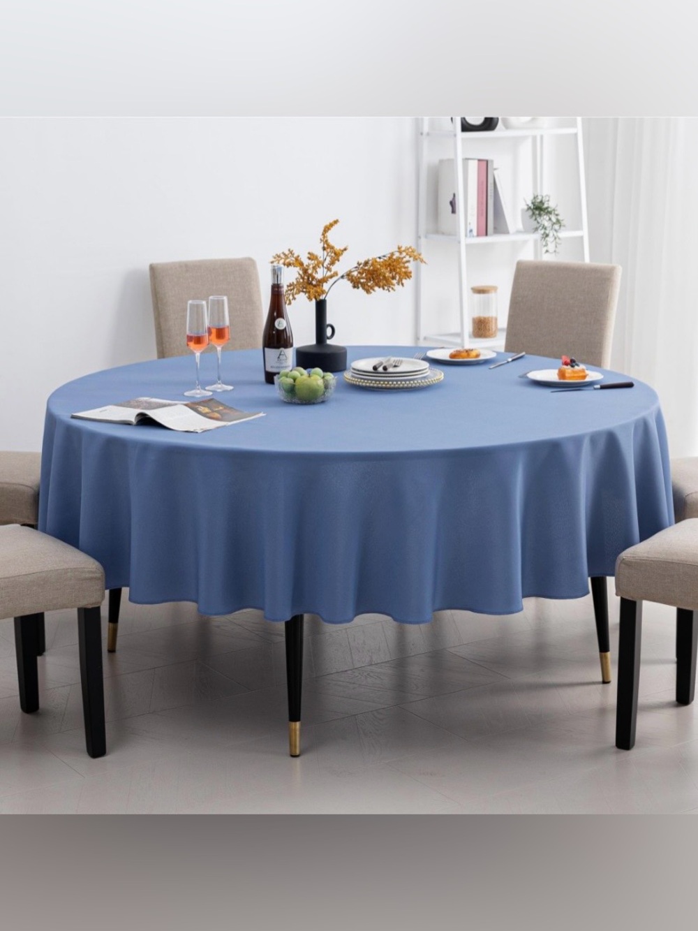 BLUE Tablecloth 108” ROUND (2-pack)